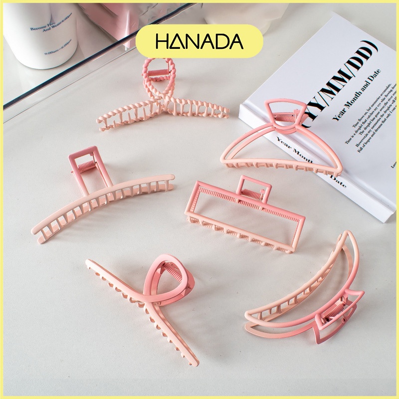 Kẹp Tóc Cỡ Lớn Bằng Kim Loại Cứng Cáp Kẹp Được Nhiều Tóc Cáp Màu Hồng Pastel Dễ Thương Hàn Quốc Hanada K17-S001
