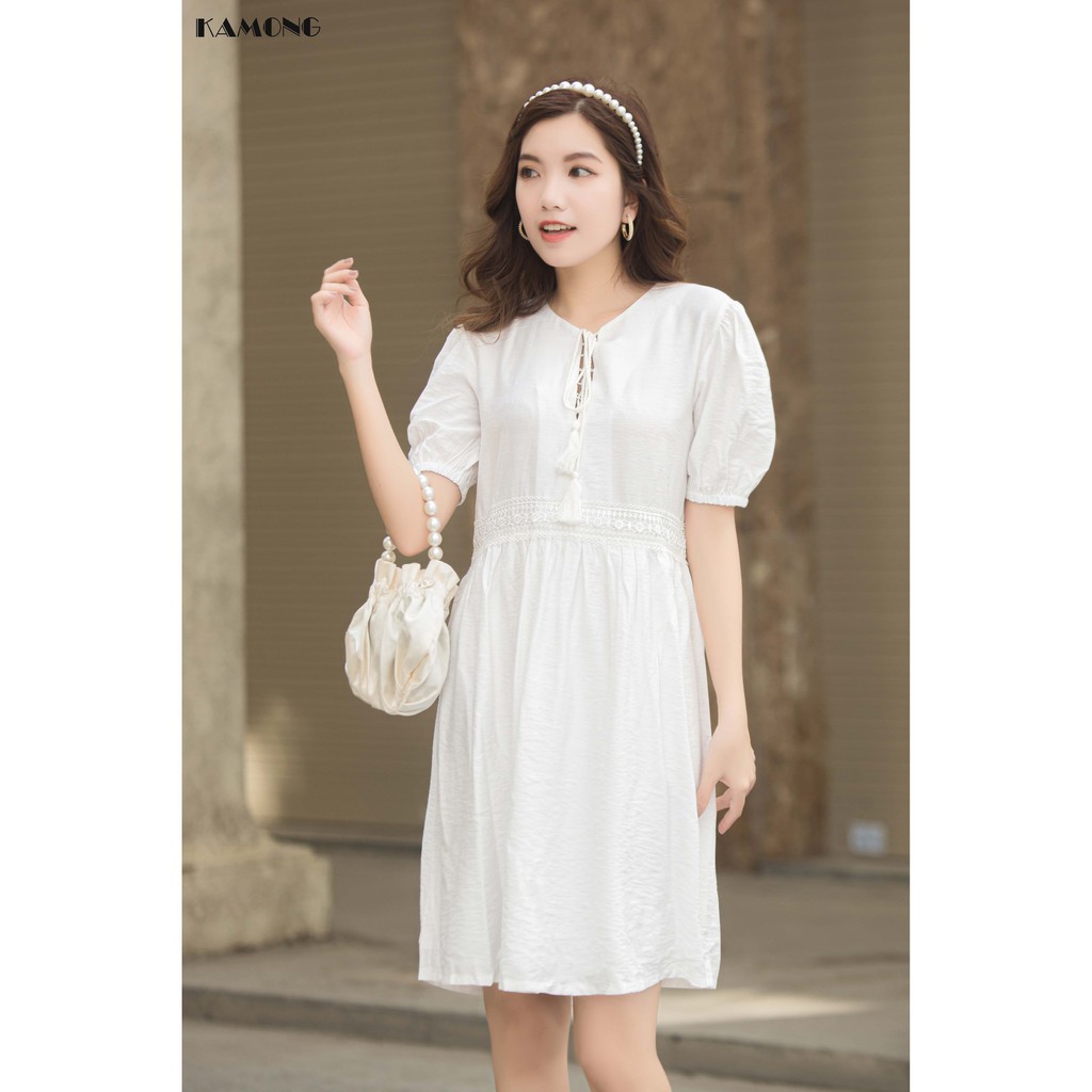 Đầm babydoll phối ren đan dây KAMONG D095 | BigBuy360 - bigbuy360.vn