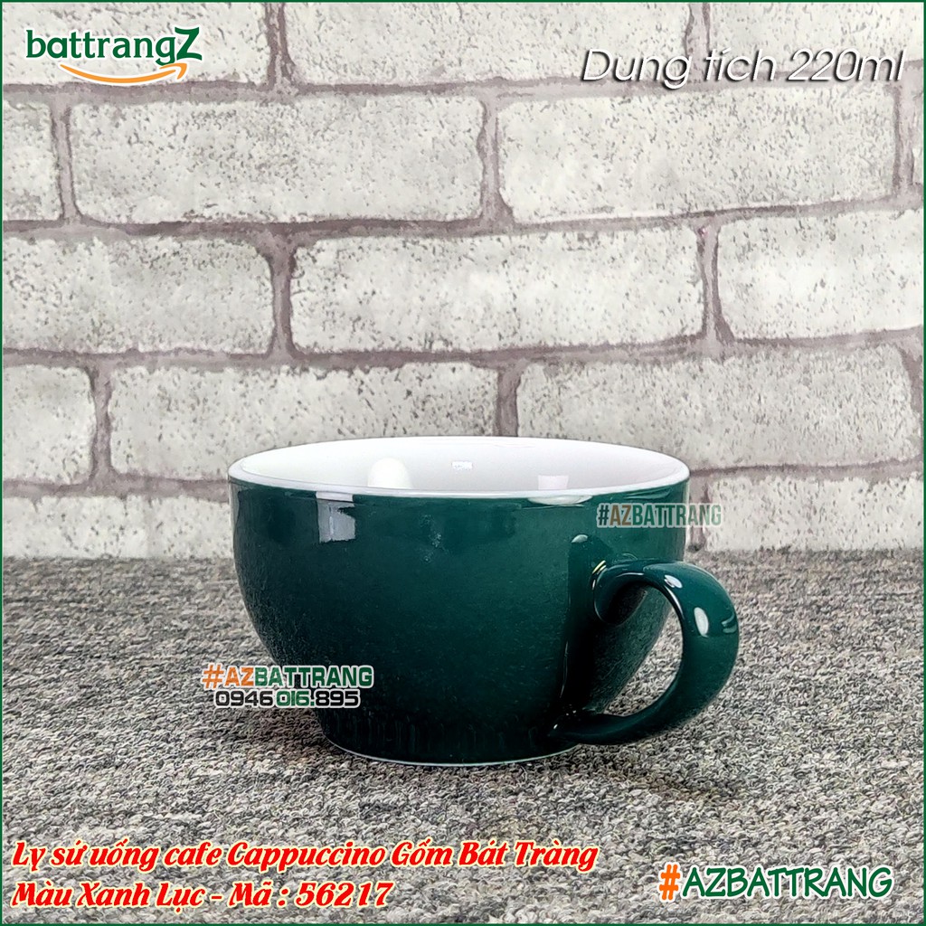 Bộ ly sứ uống cafe Cappuccino màu Xanh Lục Gốm Bát Tràng AZ