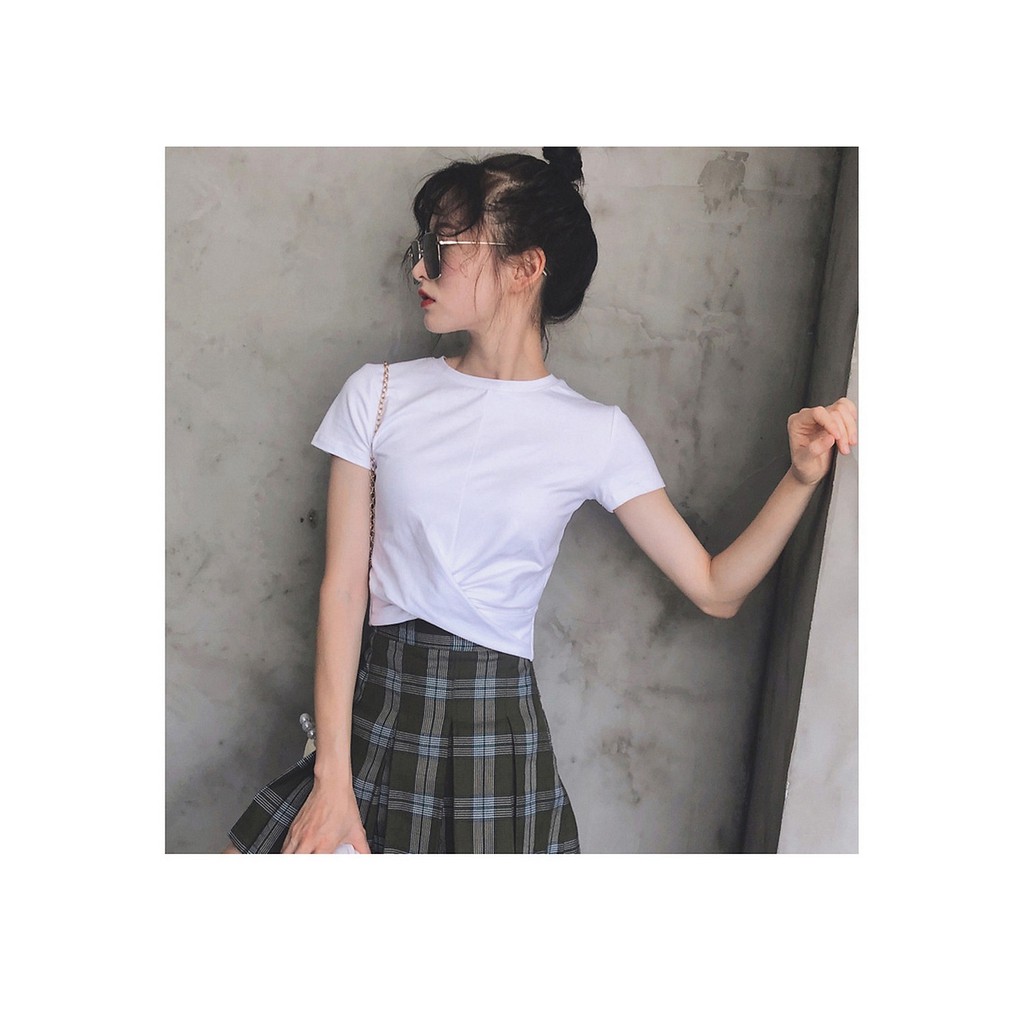 áo croptop xoắn eo điệu đà chất zip cotton