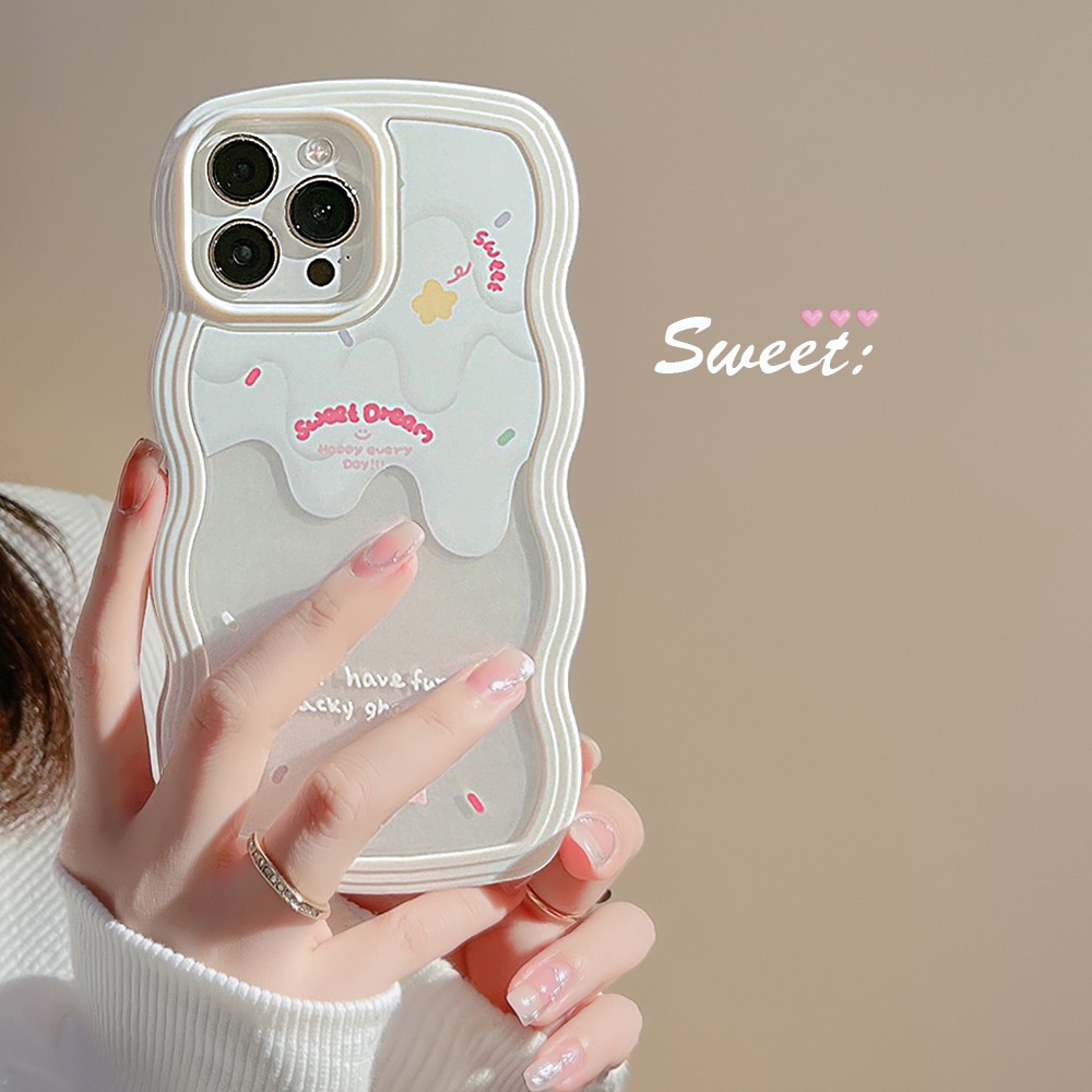 Ốp Điện Thoại Trong Suốt Viền Gợn Sóng 2 Trong 1 Kèm Dây Đeo Sợi Xích Cho Iphone 11 XS XR 12 13 PRO MAX