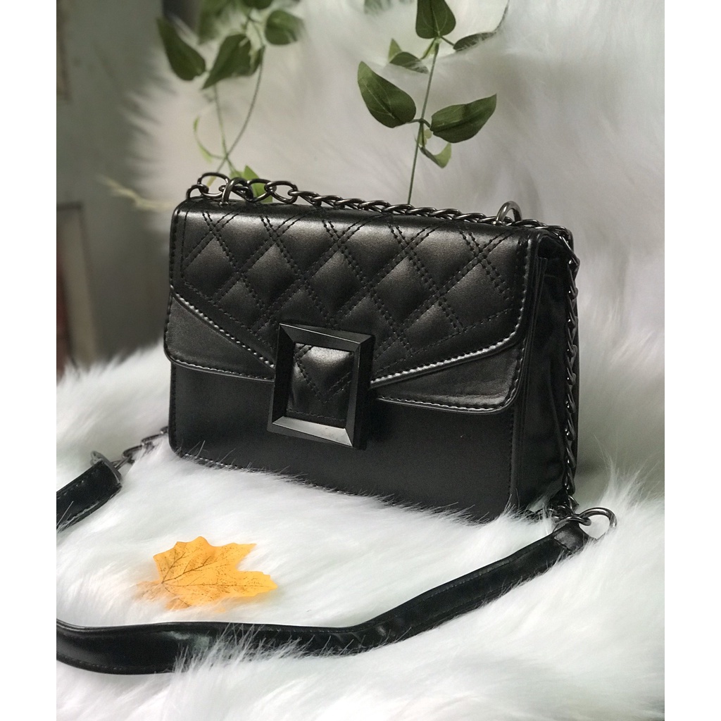 Túi xách ô trám khoá gập size 24cm loại đẹp ảnh thật TXOTRAM01