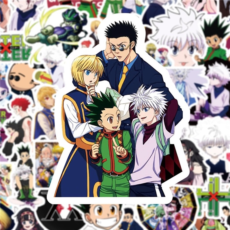 Set 50 miếng dán trang trí chống thấm nước hình anime Hunterxhunter phù hợp cho đàn ghi ta / ván trượt / laptop