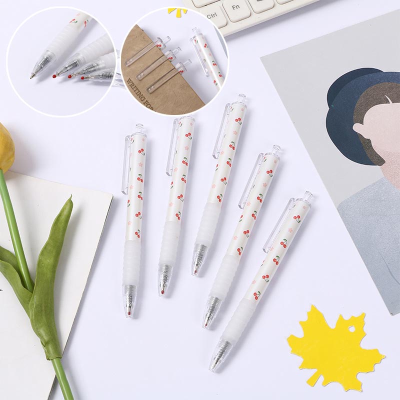 Set 5 Bút Bi Ngòi 0.5mm Hình Quả Cherry Dễ Thương