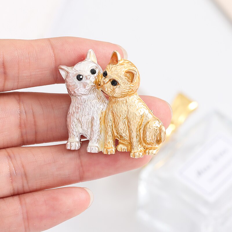 Ghim Cài Áo Hình Mèo Bằng Hợp Kim Tráng Men 2 Màu Sắc