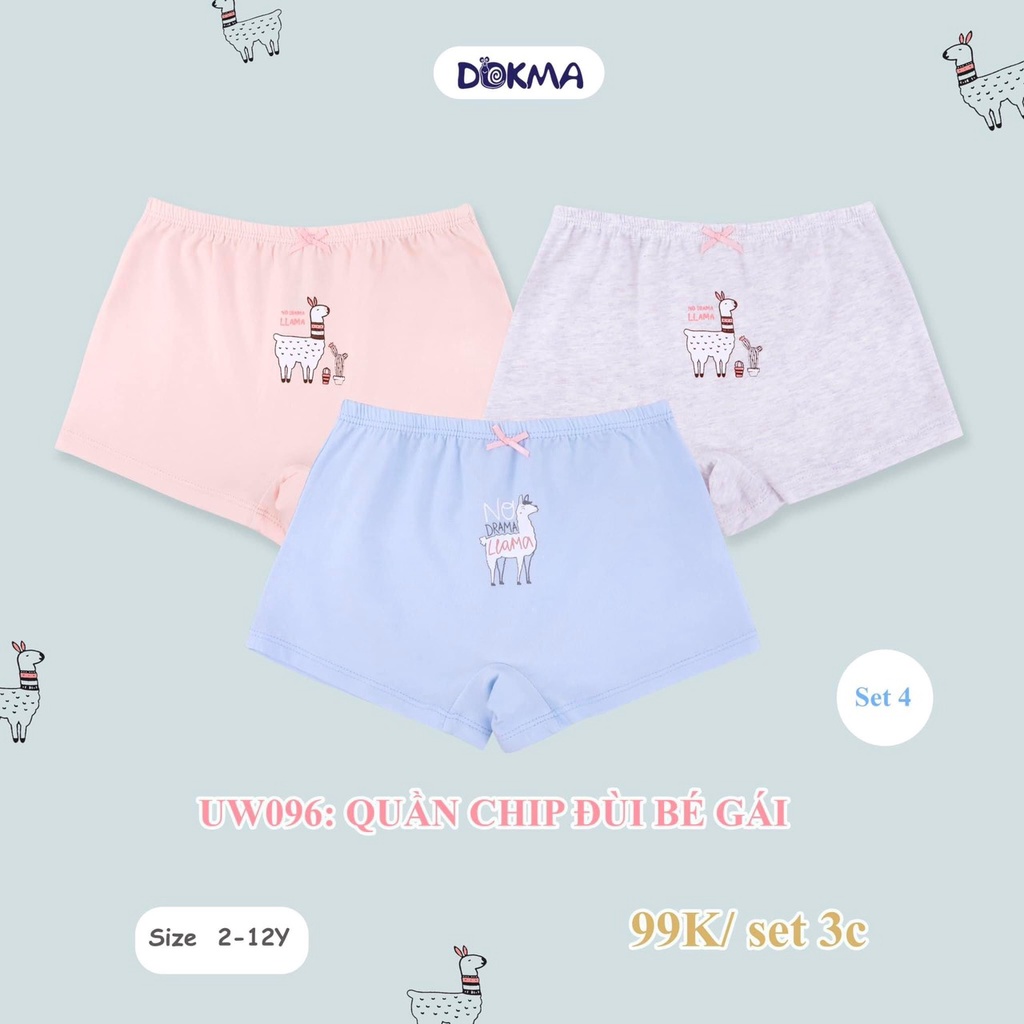 Set 3 quần chip bé gái DOKMA - Chip đùi bé gái made in Viet Nam