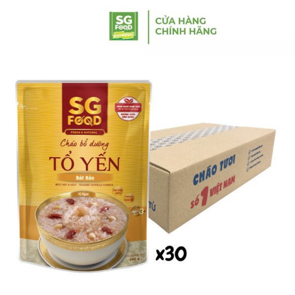 Thùng 30 Gói Cháo Bổ Dưỡng Sài Gòn Food Tổ Yến Bát Bảo 240g