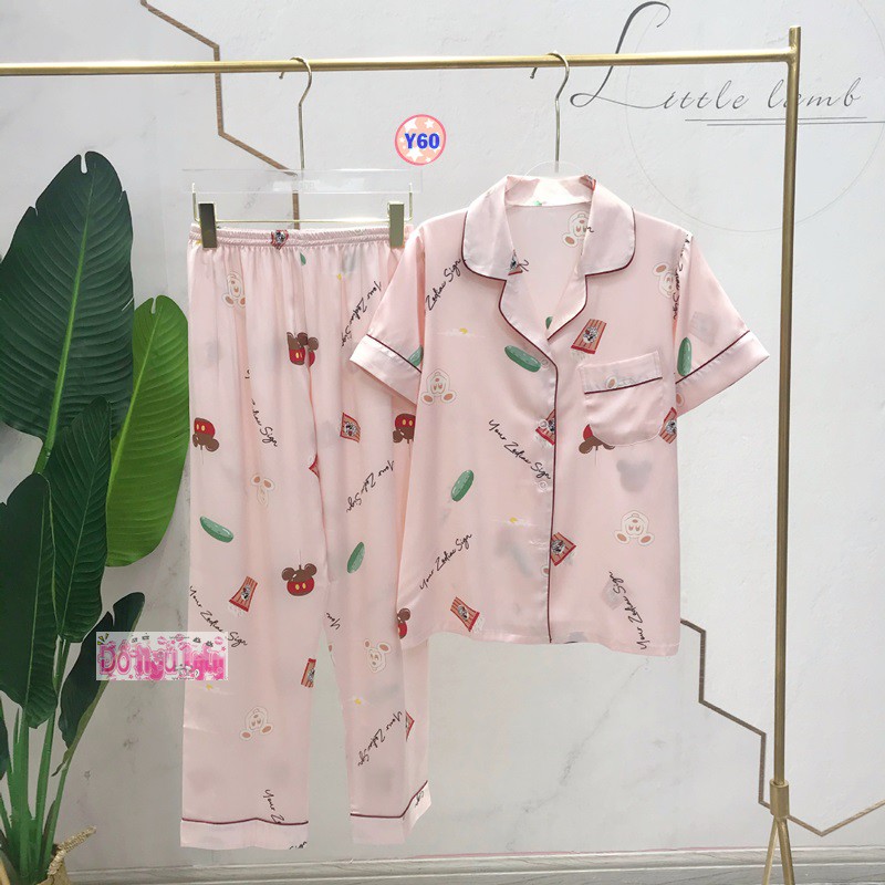 Pijama Lụa Cộc Tay Quần Dài Cao Cấp Y60