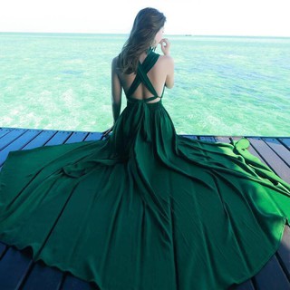 Đầm maxi đan dây lưng