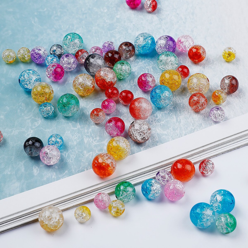 Bộ 30-100 hạt xỏ lỗ kích thước 8 10 12mm nhiều màu sắc dùng để làm đồ trang sức thủ công