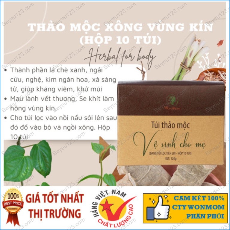 Hộp 10 túi Thảo mộc vệ sinh vùng kín Wonmom cho Mẹ sau sinh - Việt Nam