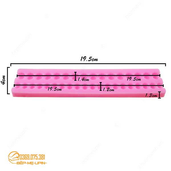 Khuôn silicon vỉ 2 chuỗi ngọc trai đính đá trang trí bánh