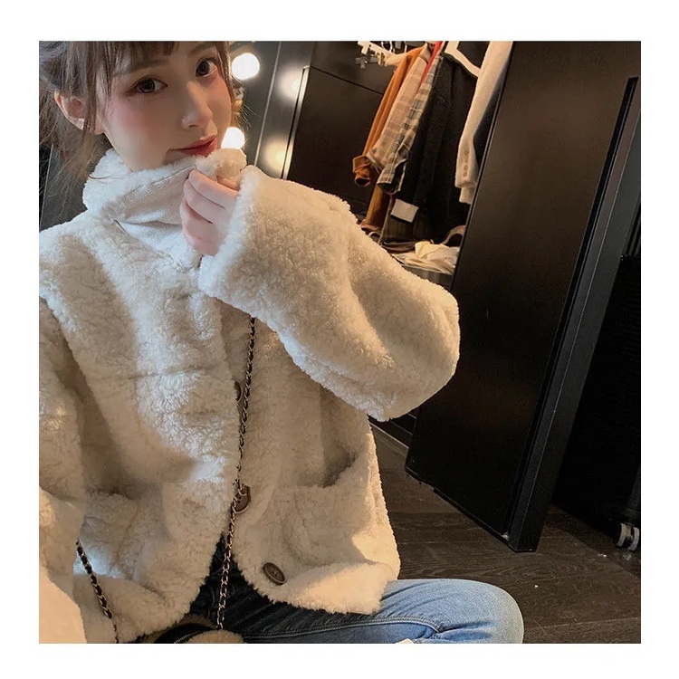 Áo khoác lông cừu dày dặn thời trang thu đông cho nữ | BigBuy360 - bigbuy360.vn