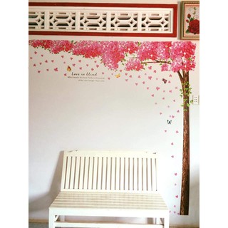 decal dán tường cây đào hồng