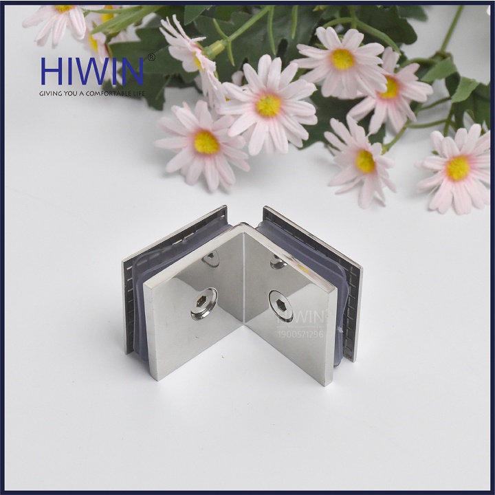 Kẹp định vị cabin tắm 90 độ kính kính cạnh vát chất liệu inox 304 mặt gương HIWIN FC-2083