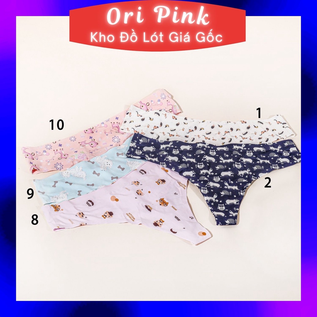 Quần lót lọt khe nữ sexy - Quần sịp nữ cao cấp thoáng mát thun lạnh họa tiết thu vui vẻ- MS:1013 (N13)