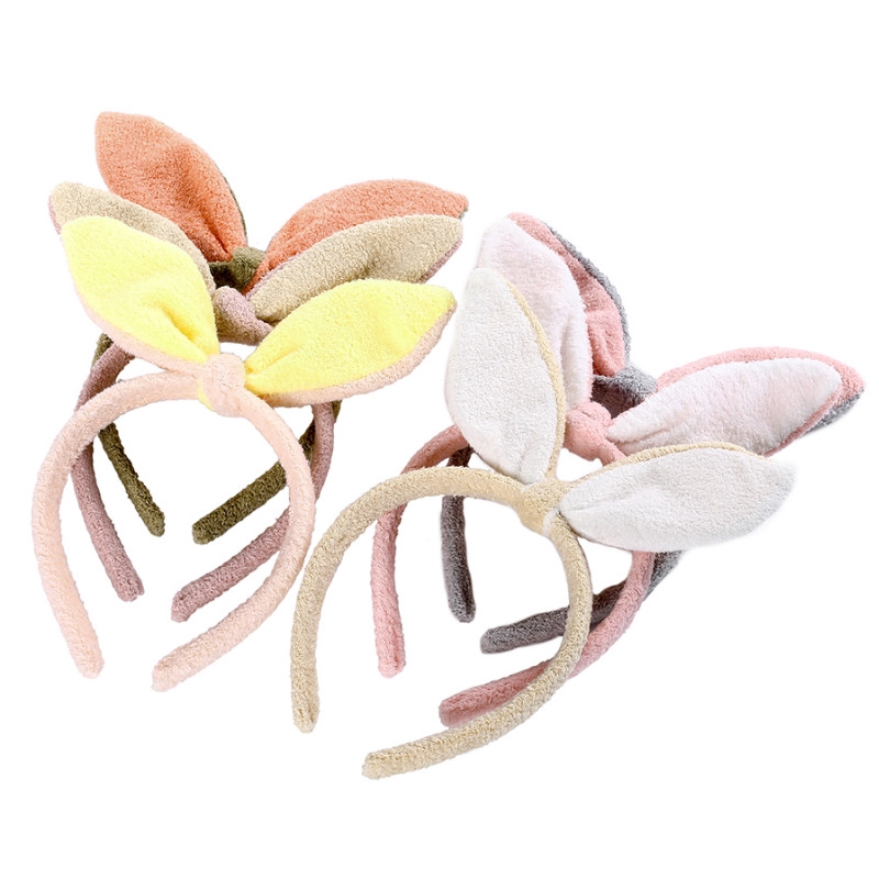 Băng đô cài tóc gắn nơ trơn màu xinh xắn cho bé gái