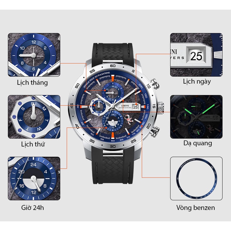 Đồng hồ nam chính hãng LOBINNI L16072-1