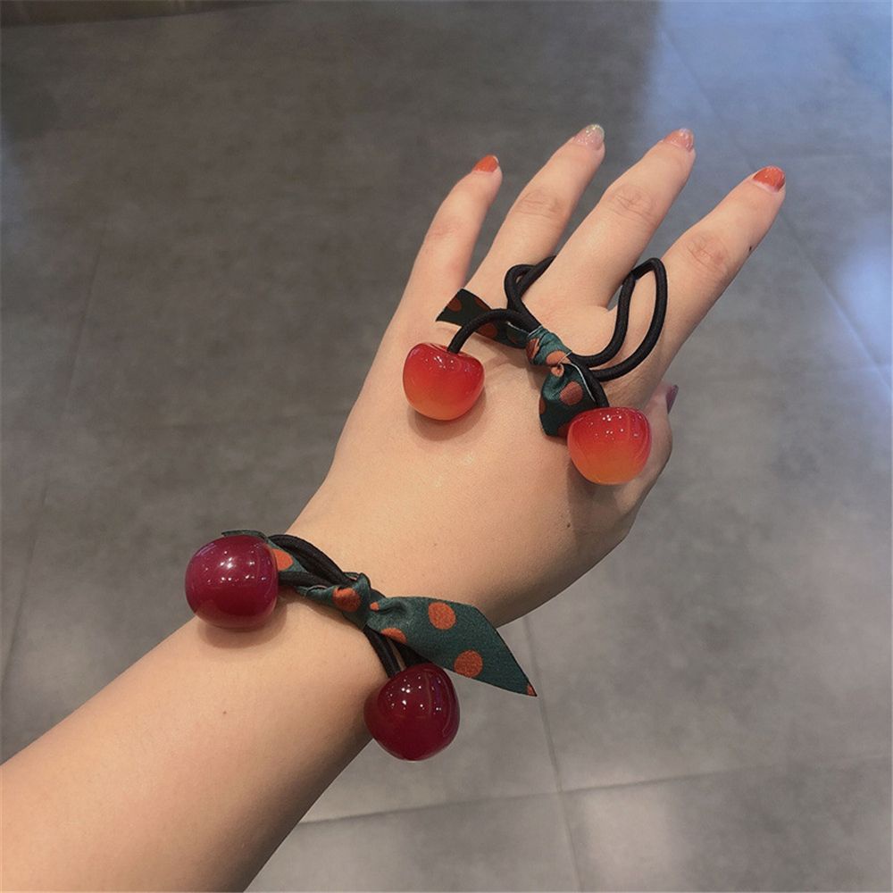 Dây Buộc Tóc Co Giãn Nhiều Màu Sắc Họa Tiết Quả Cherry Dễ Thương Phong Cách Hàn Quốc Cho Nữ