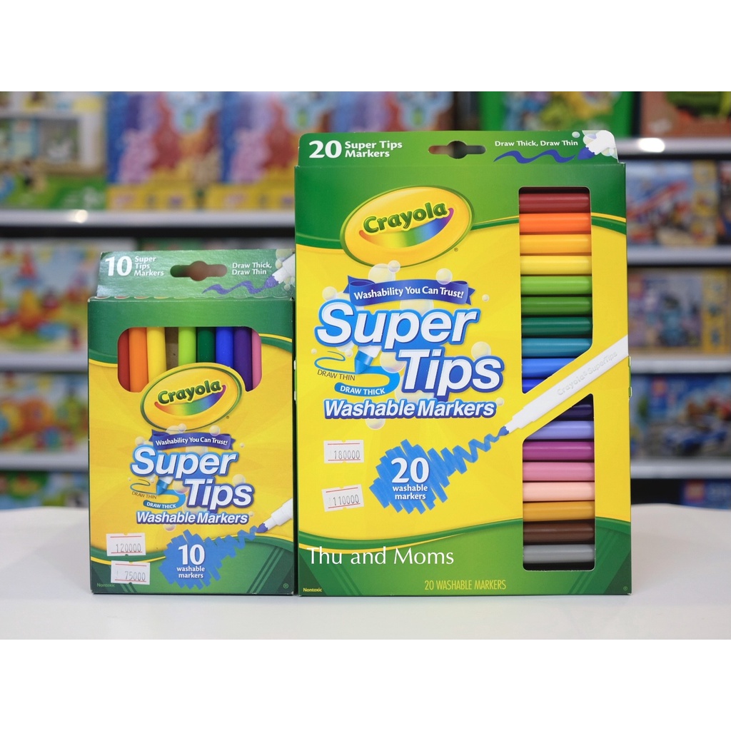 Bút lông nét mảnh Crayola tẩy rửa được 10-20 màu