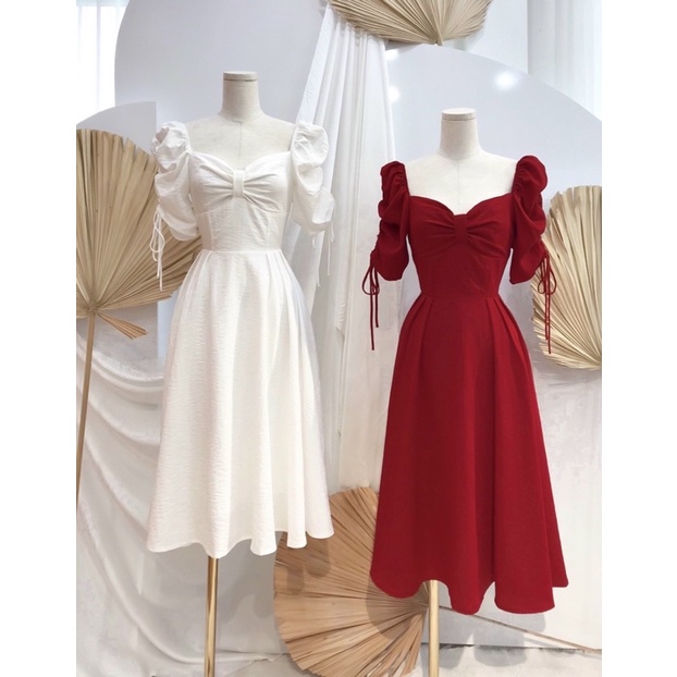 ĐẦM XOÈ TAY PHỒNG CỘT NƠ- HOYADRESS