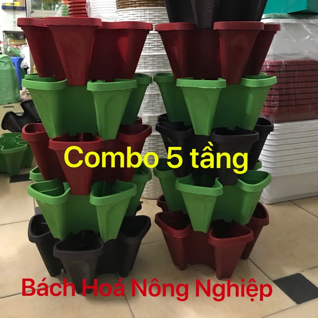 Tháp trồng rau thông minh siêu tiện lợi - combo 5 tầng ( mẫu mới )