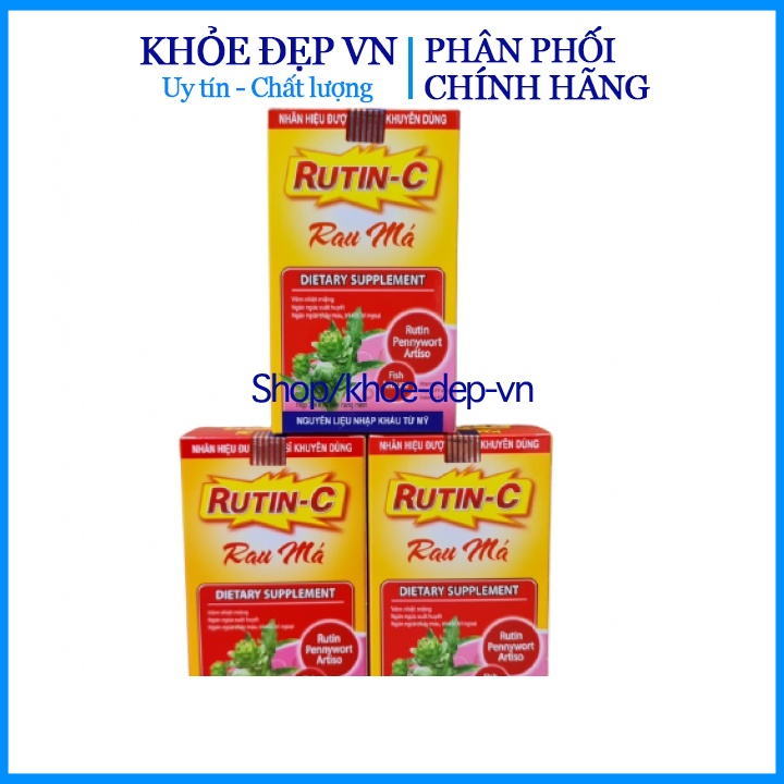 Viên uống Rutin c rau má hỗ trợ giúp nhuận tràng, giảm táo bón, hỗ trợ giảm nguy cơ bị trĩ - Hộp vỉ 30 viên