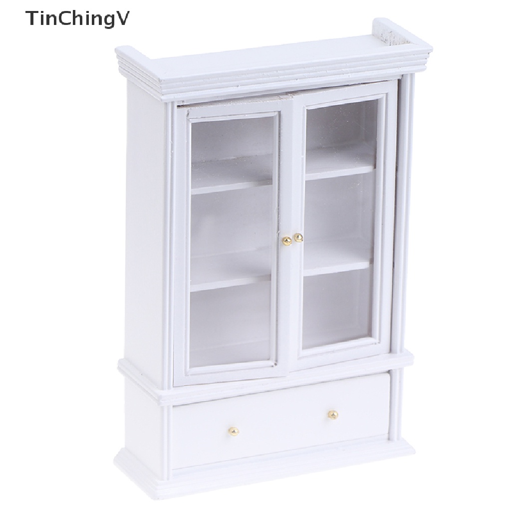 Mô Hình Tủ Gỗ Màu Trắng Trang Trí Nhà Búp Bê Tỉ Lệ 1: 12