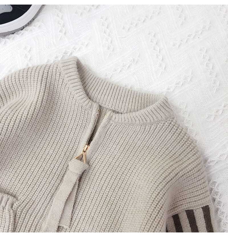 Áo khoác Cardigan họa tiết kẻ sọc thời trang mùa đông cho bé 80-150