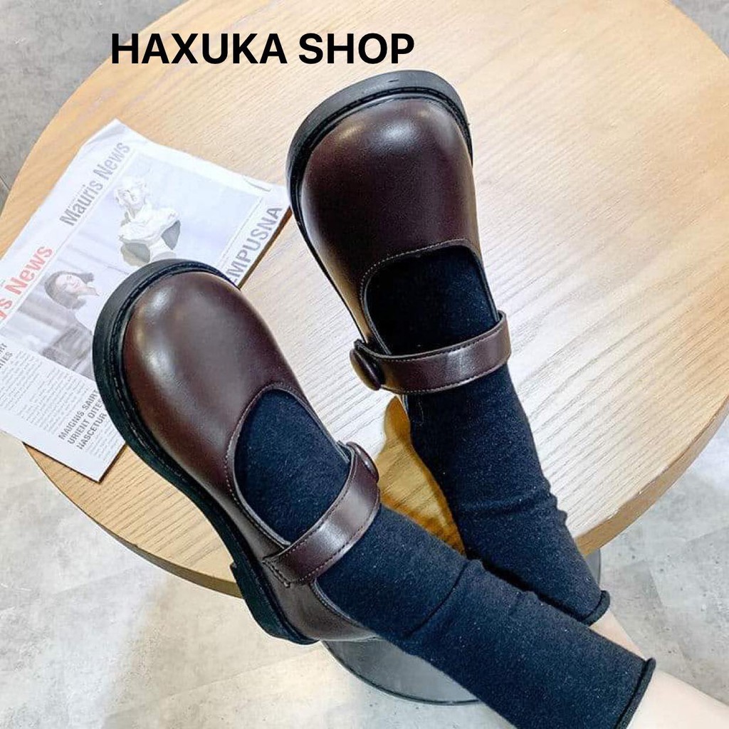 Giày Marry Jane- Giày nữ sinh cài quay ba màu Đen Bóng, Đen Nhám, Nâu kiểu dáng Hàn Quốc, dễ phối đồ