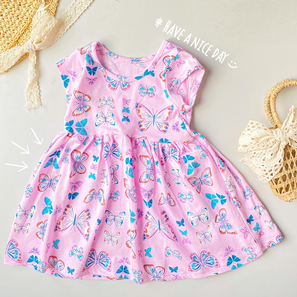 Đầm thun bé gái ngắn tay họa tiết 1 2 3 4 5 tuổi MINTSCLOSET Mint's Closet - GV2022