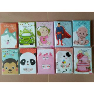 Combo 20 thiệp sinh nhật, thôi nôi hình gấu panda + 20 thiệp sinh nhật, thôi nôi hình bánh kem