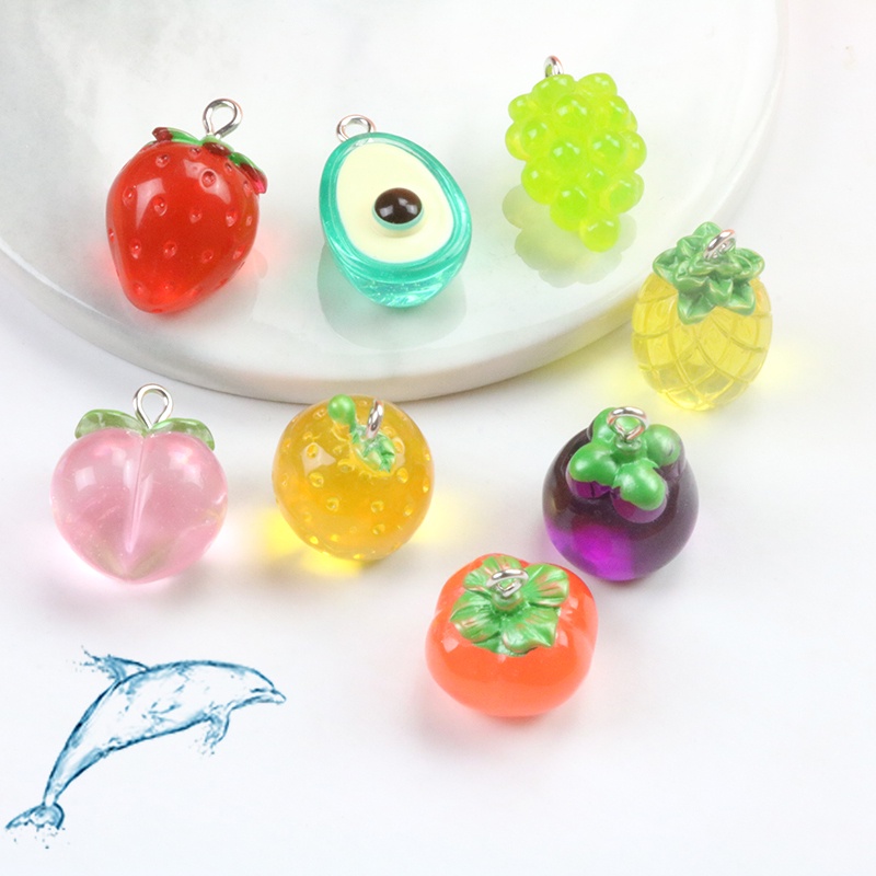 Vật Liệu Làm Trang Sức Thủ Công Bằng Nhựa resin Trong Suốt Hình Trái Cây Ba Chiều Quả Đào Dâu Tây Quả Đào Quả Xoài Làm Trang Sức Vòng Cổ Khuyên Tai Vòng Tay Nhẫn Nhỏ