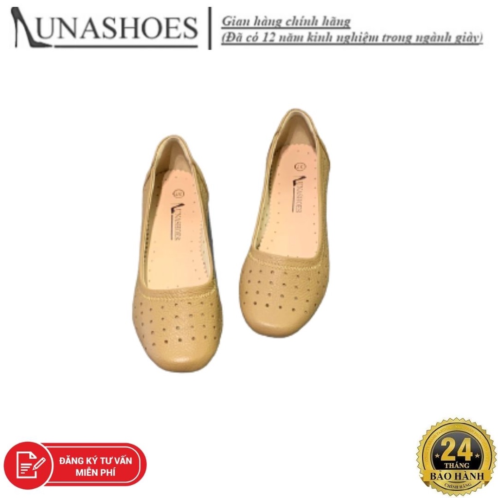 Giày bệt nữ da bò 100% đế cao su siêu bền Lunashoes (1082) full box hàng cao cấp có sẵn giày trung niên cho mẹ