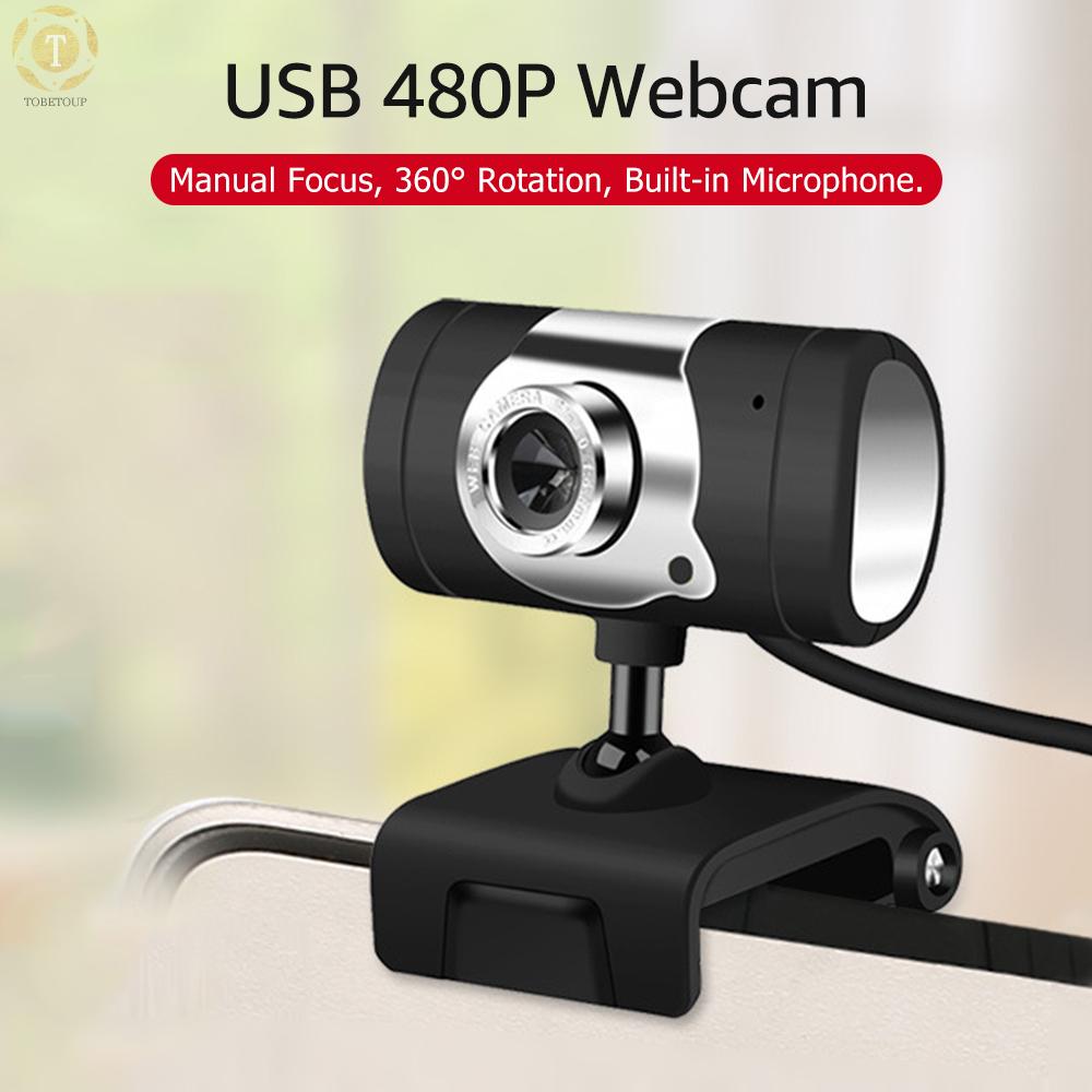 Shipped within 12 hours】 480P USB Webcam Laptop Computer Camera Clip-on PC Web Camera Manual Focus Built-in Microphone for Live Streaming Online Meeting Teaching Video Chatting Web Camera [TO]