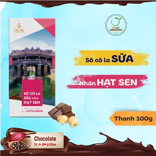 Socola sữa nhân hạt sen thanh 100g | Henk Chocolate