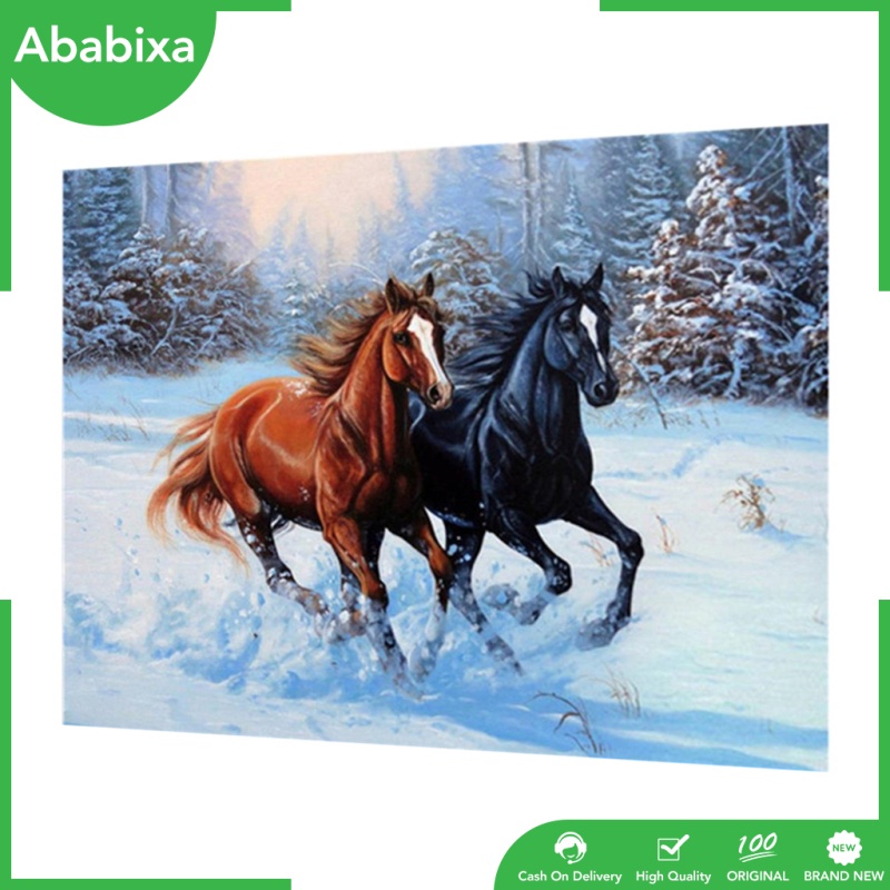 Tranh Thêu Chữ Thập Đính Đá 5d Tự Làm Hình Ngựa Con