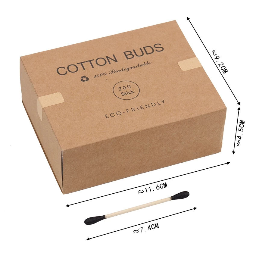 [Hàng mới về] Hộp 200 tăm bông cotton hữu cơ hai đầu thân tre sử dụng an toàn tiện lợi
