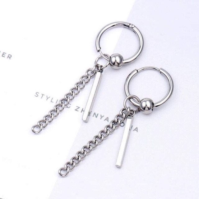 KHUYÊN TAI VÒNG MIX CHARM XÍCH CÁ TÍNH - KHUYÊN THÉP 316L