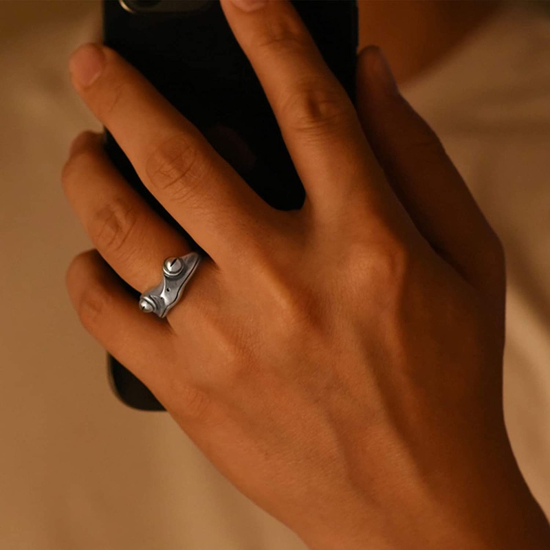 Set 2 Nhẫn Cặp Có Thể Điều Chỉnh Kích Cỡ Họa Tiết Động Vật Dễ Thương