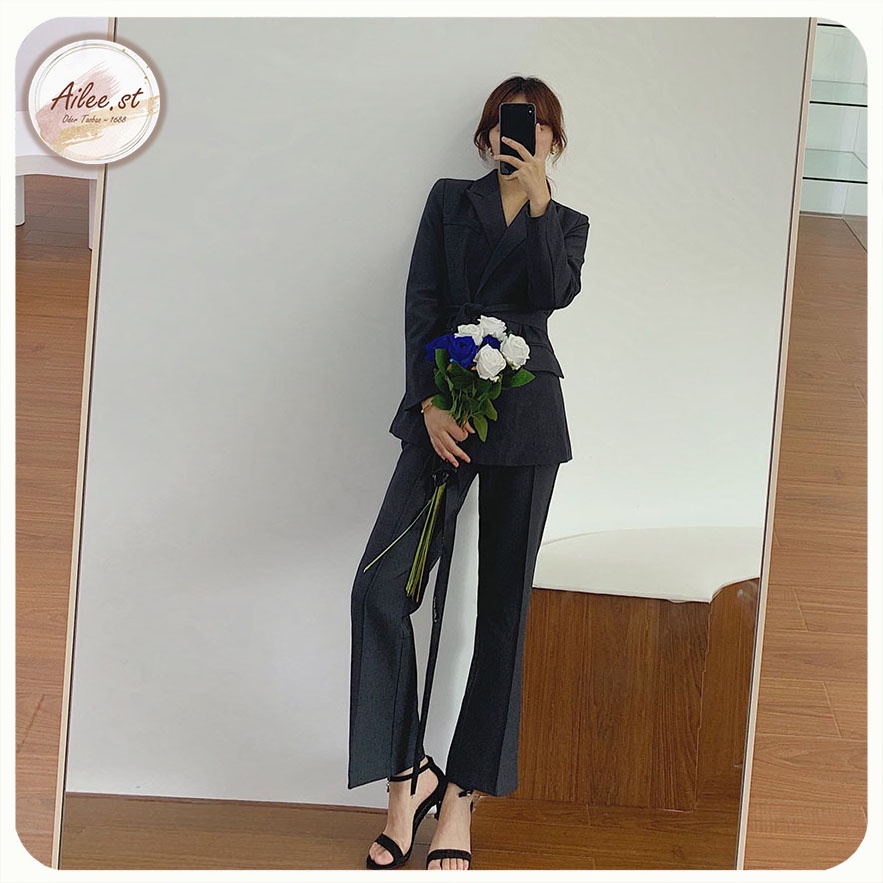 QNU 001A4 Quần Loe Nữ Cạp Cao 1 Khuy Lưng Cao Kiểu Dáng Ngắn Ailee