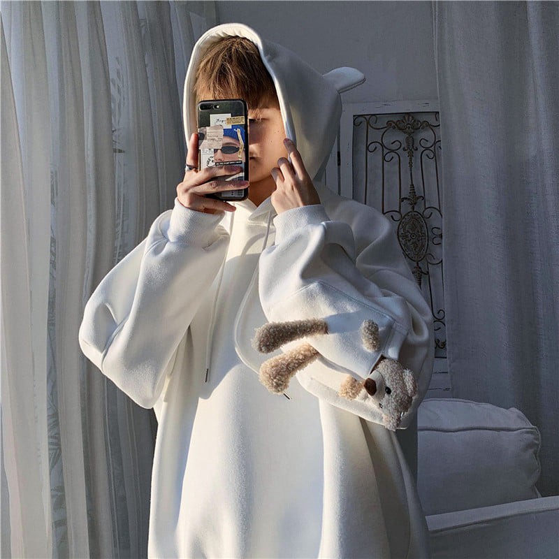 Áo hoddie unisex TAY GẤU phom rộng bo gấu chát nỉ bông dày giá siêu rẻ A00158 | BigBuy360 - bigbuy360.vn