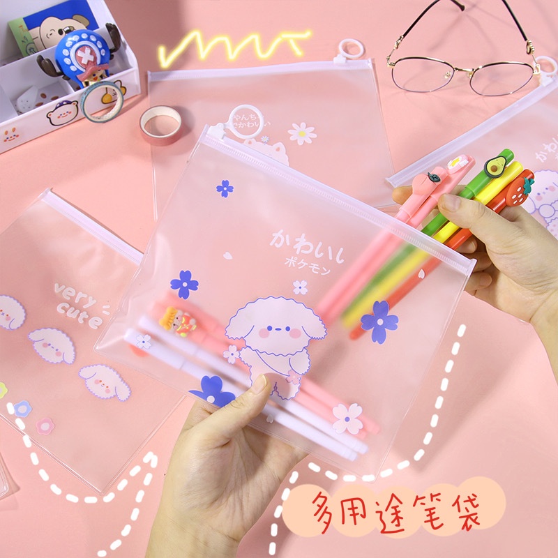 Ví zip trong (chống thấm) đựng bút/đồ trang điểm họa tiết dễ thương