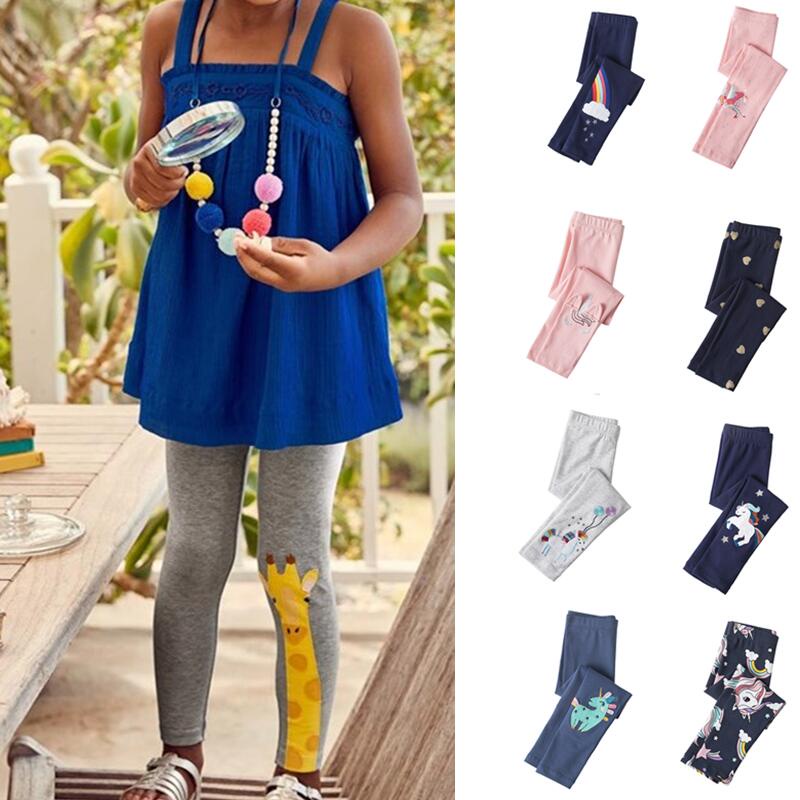 Quần legging cotton họa tiết hoạt hình con vật xinh xắn cho bé gái 3-8 tuổi