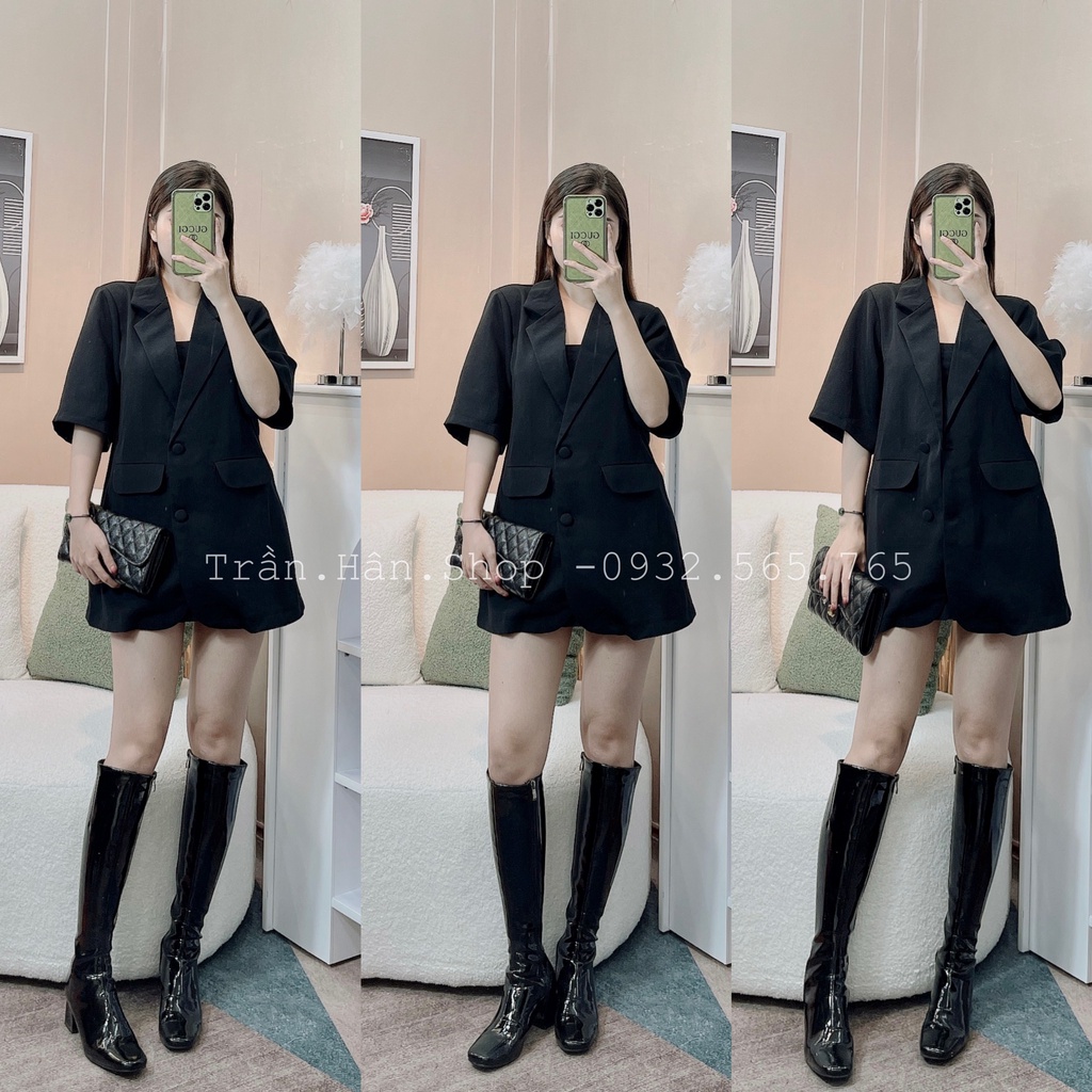 Áo vest nữ tay ngắn cổ vest nút bọc thời trang mặc đi học đi làm siêu xinhITrần Hân Shop 2005896