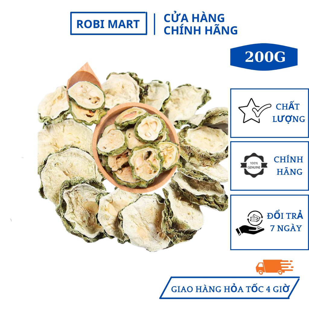 Khổ qua thái lát sấy lạnh Robimart gói 200gr - Thanh nhiệt giải độc hàng chính hãng