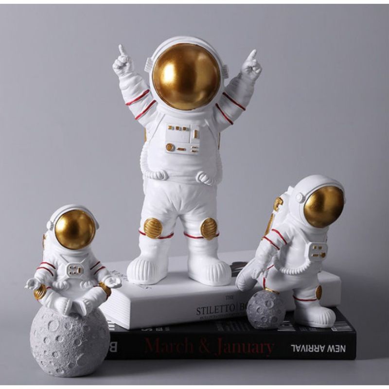 Set 3 phi hành gia trang trí bánh kem sinh nhật, đồ chơi cho bé tài vũ trụ