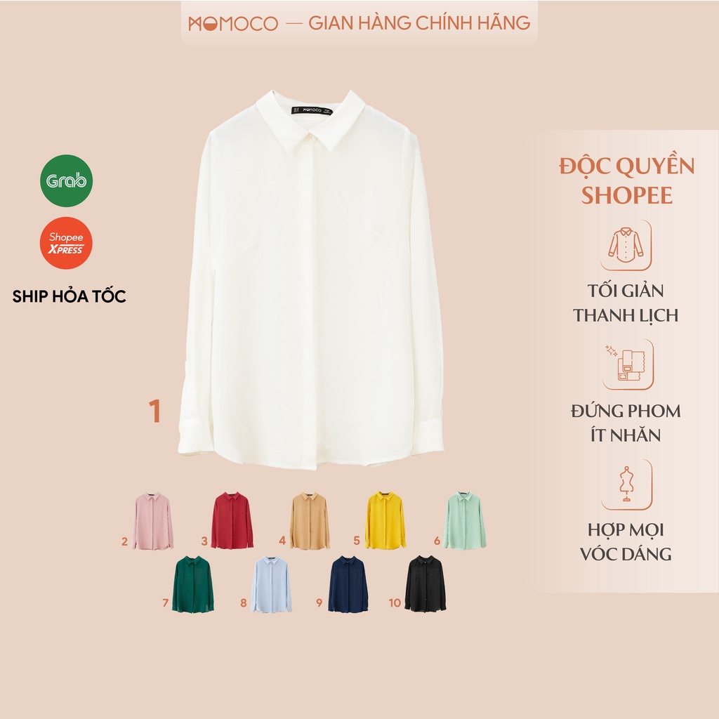 Áo sơ mi nữ dài tay MOMOCO dáng suông thiết kế thanh lịch đường may đẹp, chất cát không nhăn thoáng mát M3044