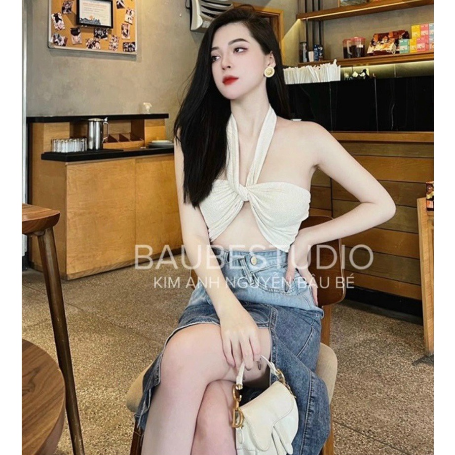 Áo kiểu nữ croptop ống 2 dây chéo khoét dây ngực mặc 2 kiểu 5 màu cực đẹp cho cô nàng năng động oa