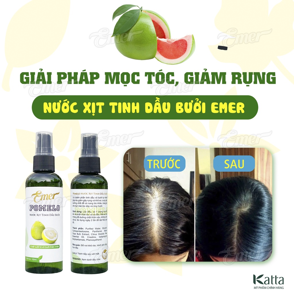 Nước xịt tinh dầu bưởi kích thích mọc tóc Garin 100ml, giảm rụng tóc và cho tóc dày khỏe_Katta_MP011